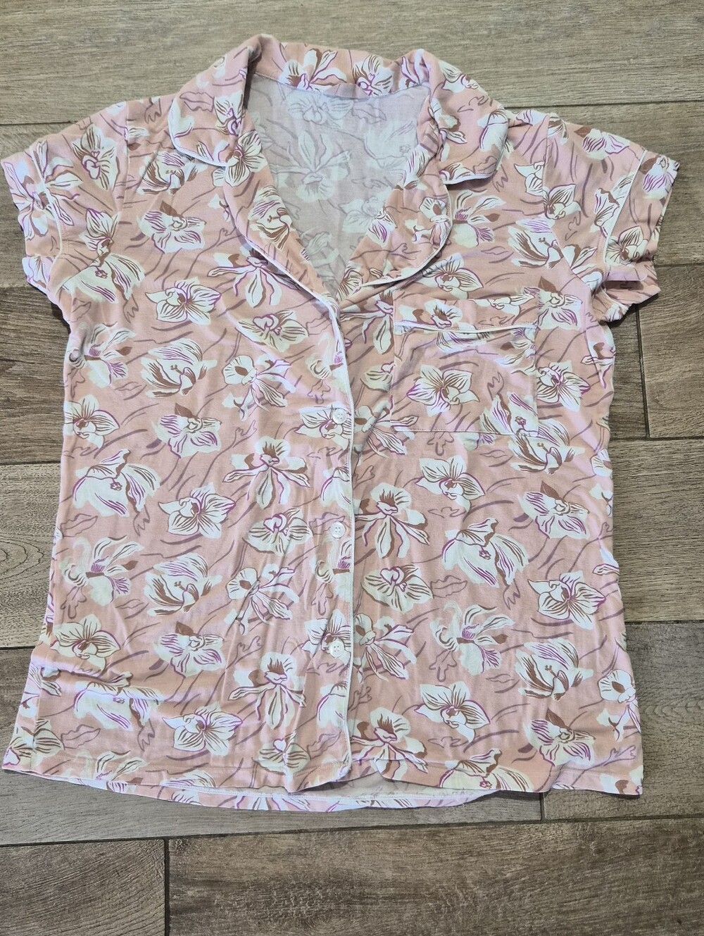 Eberjey Gisele Relaxed Short-Sleeve And Cropped Pants Pajama Set Fiore Rose Sz S - Picture 6 of 10